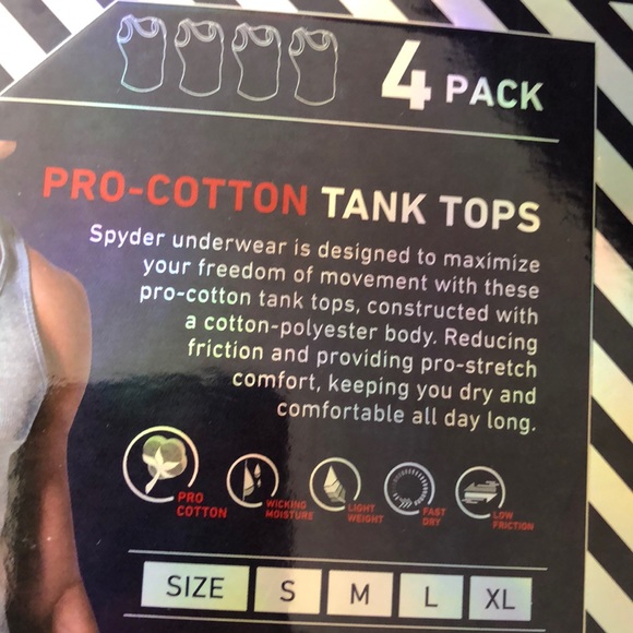 SPYDER LARGE Pro-Cotton 4 Pk Tank Tops - Picture 6 of 8